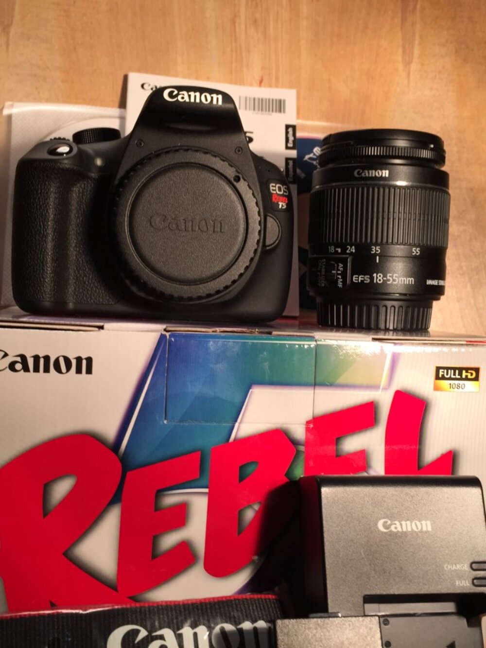 Canon Rebel T7 DSLR Camera Bundle w/ 18-55mm lens, strap, usb, & batt/charger